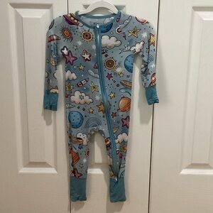 Space Theme Kids One Piece - Bamboo Zippie